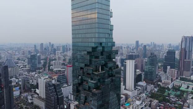 Aerial view of King Power Mahanakhon skyscraper in Bangkok Thailand. Aerial view of King Power Mahanakhon skyscraper in Bangkok Thailand.