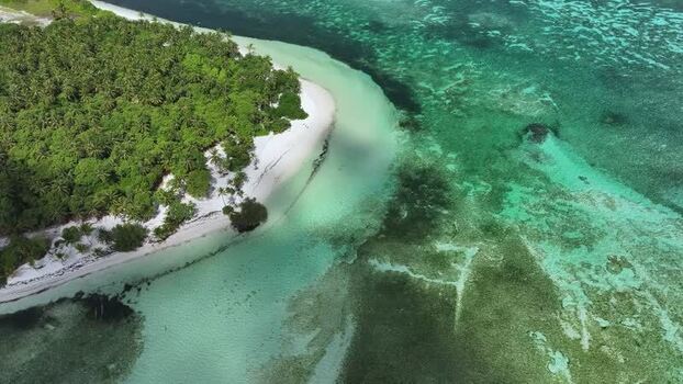 Aerial view of a tropical island with white sand and coral reefs Maldives. Aerial view of a tropical island with white sand and coral reefs Maldives.