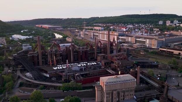 Aerial view of Volklingen Ironworks in Germany.