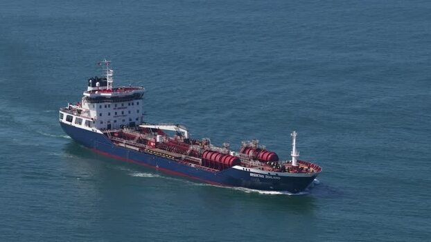 Aerial view of a ship on the water Portugal.