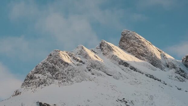 View of snow covered mountain Norway.