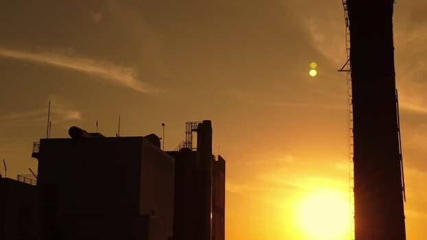 Aerial view of industrial facility at sunset Brazil. Aerial view of industrial facility at sunset Brazil.