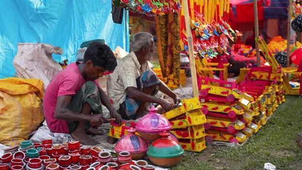 View of local artisans selling handmade toys in Bogura Bangladesh. View of local artisans selling handmade toys in Bogura Bangladesh.