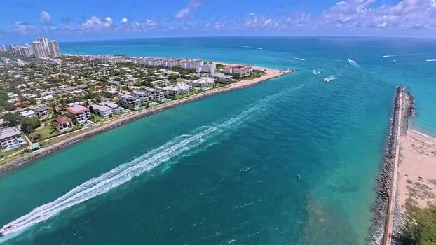Aerial view of Palm Beach Inlet and the coastline United States.