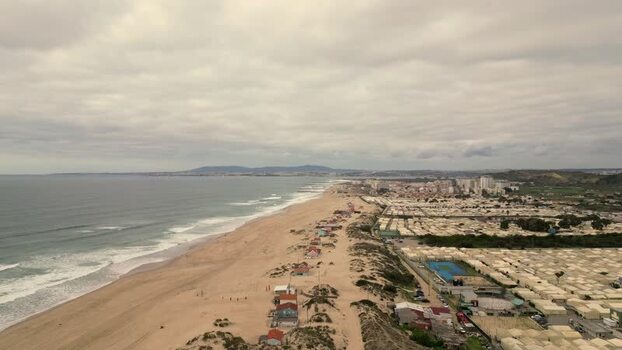 Aerial view of Praia da Mata beach in Costa da Caparica Portugal. Aerial view of Praia da Mata beach in Costa da Caparica Portugal.