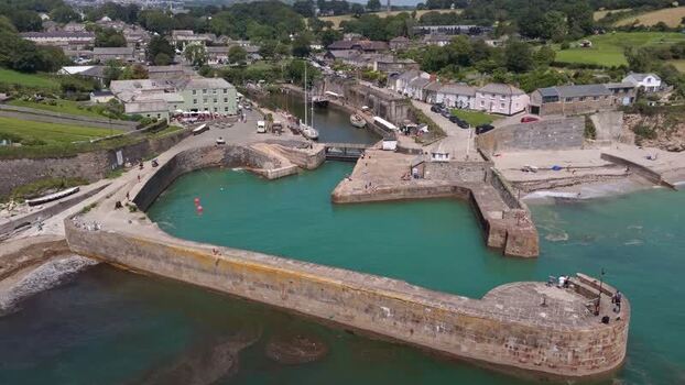 Aerial view of Charlestown Harbour in Cornwall United Kingdom. Aerial view of Charlestown Harbour in Cornwall United Kingdom.
