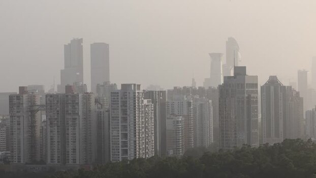 View of the modern skyline of Shenzhen China. View of the modern skyline of Shenzhen China.