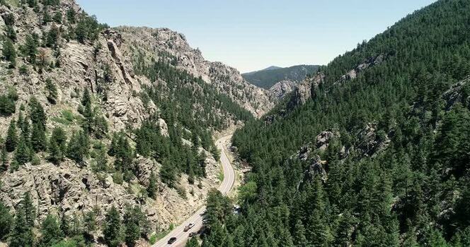 Aerial view of Bihedral Trail Head in Nederland United States. Aerial view of Bihedral Trail Head in Nederland United States.