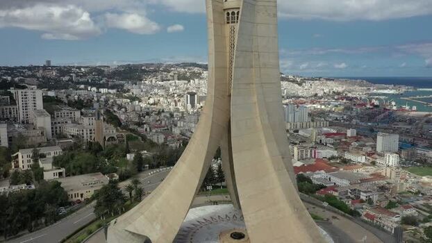 Aerial view of Maqam Echahid in Algiers Algeria.