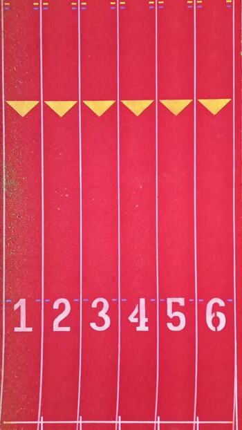Aerial view of a red running track with lane numbers in Mexico. Aerial view of a red running track with lane numbers in Mexico.