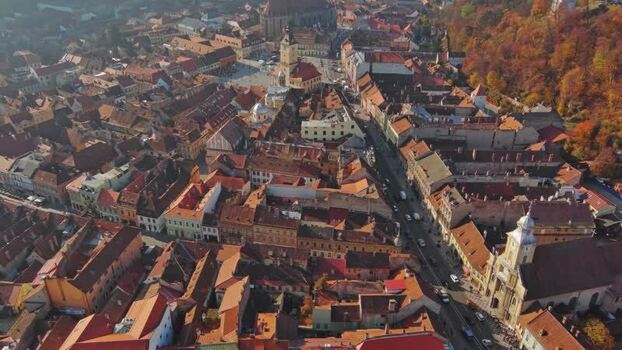 Aerial view of historic Brasov city center Romania. Aerial view of historic Brasov city center Romania.