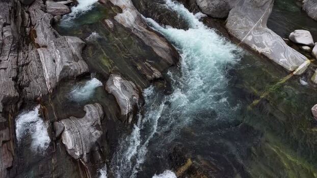 Aerial view of the turquoise Verzasca river Switzerland. Aerial view of the turquoise Verzasca river Switzerland.