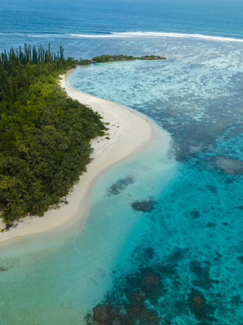 Aerial view of turquoise waters meet the sandy shore fringed by verdant trees creating a vibrant coastal mosaic Noumea New Caledonia. Aerial view of turquoise waters meet the sandy shore fringed by verdant trees creating a vibrant coastal mosaic Noumea New Caledonia.