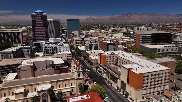 Aerial view of buildings and roads in Tucson United States. Aerial view of buildings and roads in Tucson United States.