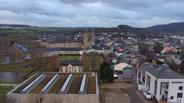 Aerial view of the Abbey of Echternach in Luxembourg.