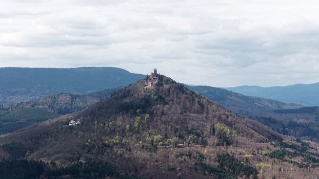 Aerial view of Haut Koenigsbourg castle France.