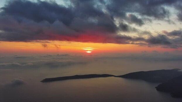 Aerial view of sunset over the Adriatic coast Montenegro. Aerial view of sunset over the Adriatic coast Montenegro.