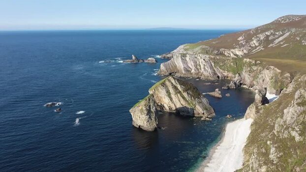 Aerial view of Glenlough Bay in Ardara Ireland.