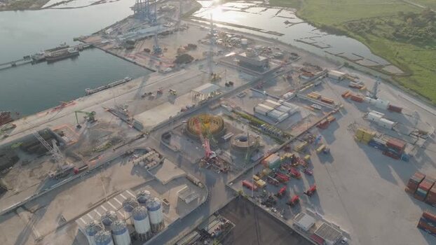 Aerial view of the industrial Port of Augusta Italy. Aerial view of the industrial Port of Augusta Italy.
