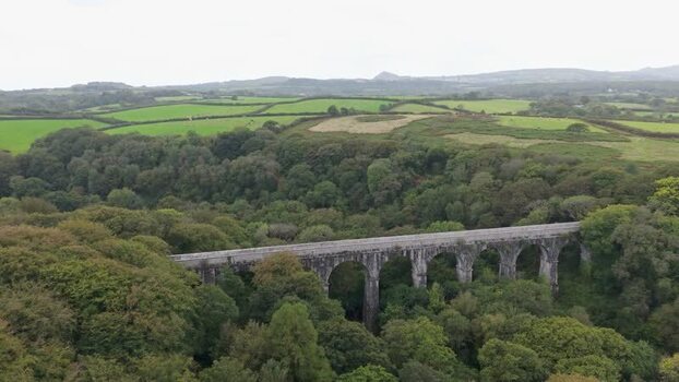 Aerial view of Treffry Viaduct in Luxulyan Valley United Kingdom. Aerial view of Treffry Viaduct in Luxulyan Valley United Kingdom.
