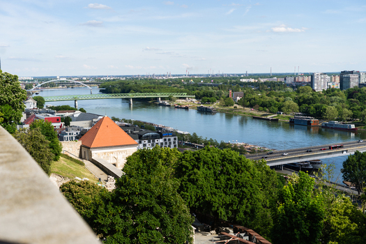 View of the Danube river and city bridges from a high vantage point in Bratislava Bratislava Region Slovakia. View of the Danube river and city bridges from a high vantage point in Bratislava Bratislava Region Slovakia.