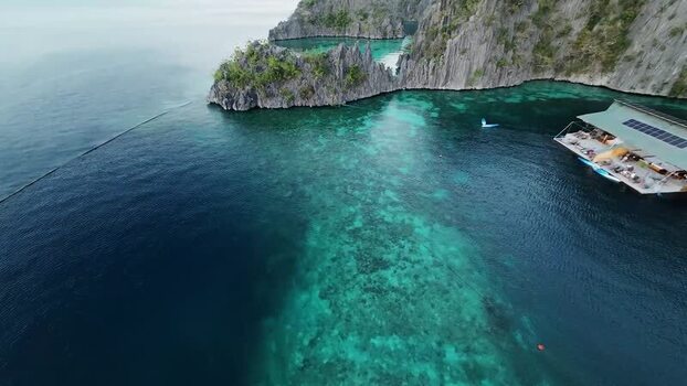 FPV aerial view of Pass Island in the Philippines. FPV aerial view of Pass Island in the Philippines.