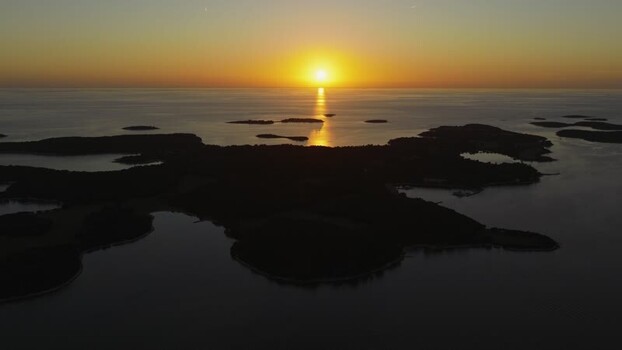 Aerial view of Brijuni National Park at sunset Croatia.