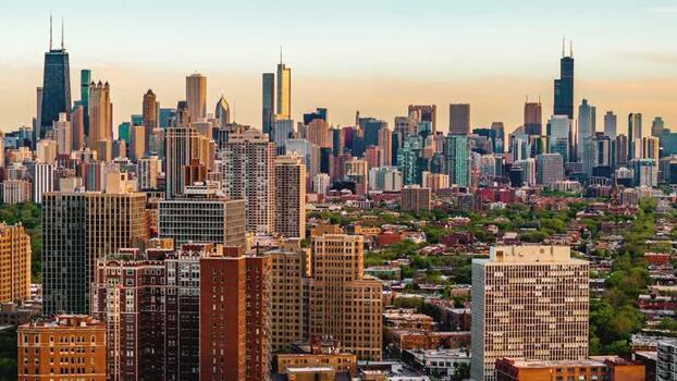 Aerial view of the Chicago skyline in the United States.