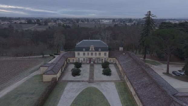 Aerial view of Chateau Couhins Lurton France.