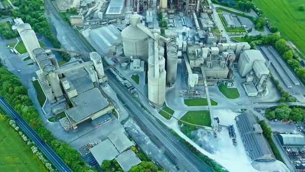 Aerial view of Irish Cement Ltd industrial plant Ireland.
