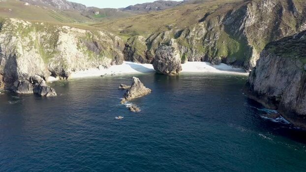 Aerial view of Glenlough Bay in Ardara Ireland.