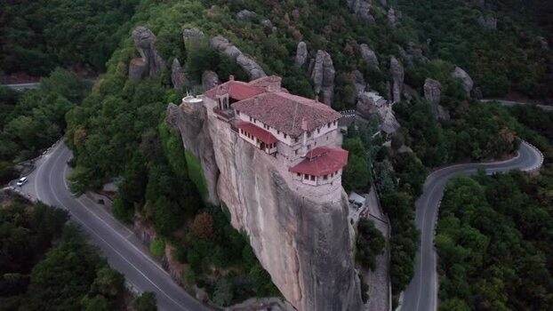 Aerial view of Meteora monastery in Trikala Greece. Aerial view of Meteora monastery in Trikala Greece.