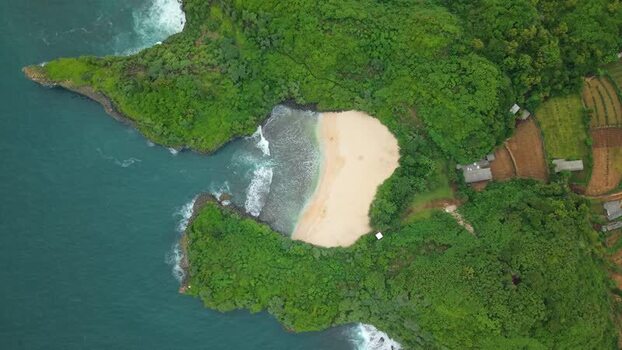 Aerial view of Sedahan Beach Indonesia.