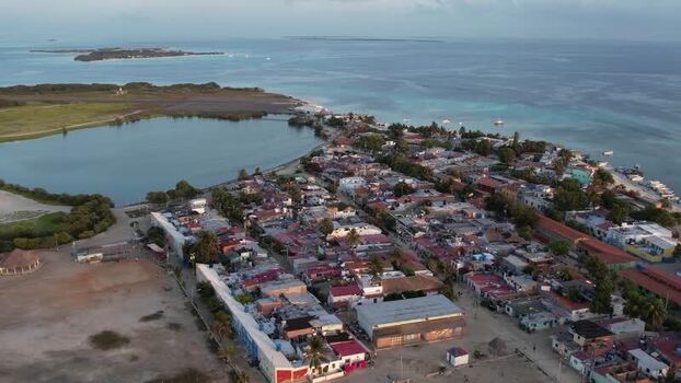 Aerial view of Los Roques archipelago in Venezuela.