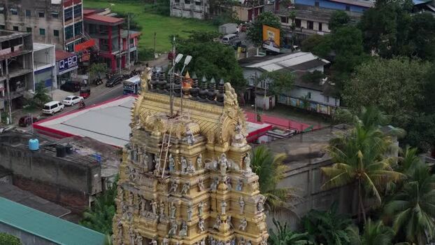 Aerial view of Hindu temple in Kandy Sri Lanka.