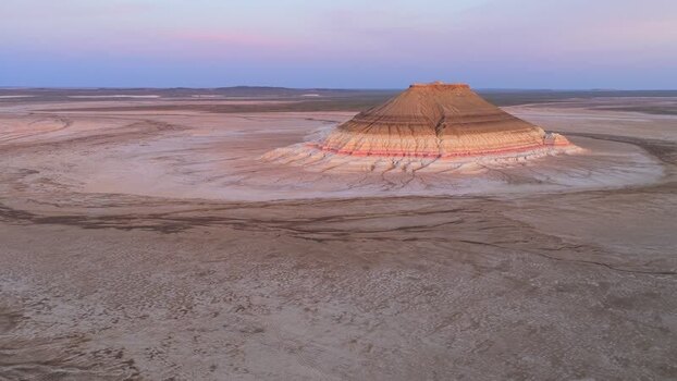 Aerial view of Mount Bokty in the desert Kazakhstan.