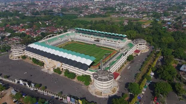 Aerial view of Maguwoharjo Stadium in Indonesia.