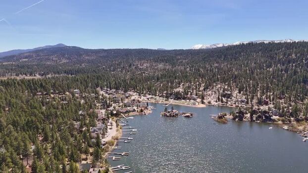 Aerial view of Big Bear Lake United States. Aerial view of Big Bear Lake United States.