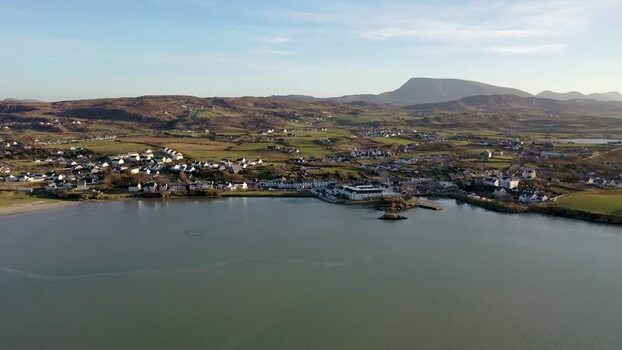 Aerial view of Dunfanaghy coastal town Ireland.