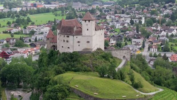 Aerial view of Vaduz Castle Liechtenstein.