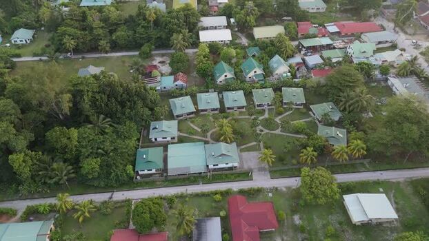 Aerial view of Anse Reunion resort area Seychelles.
