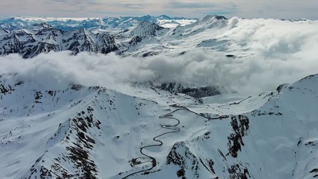 Aerial view of Grossglockner High Alpine Road in Austria. Aerial view of Grossglockner High Alpine Road in Austria.