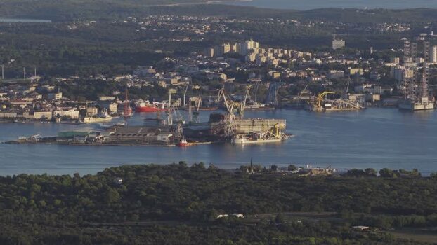 Aerial view of Uljanik Shipyard in Pula Croatia. Aerial view of Uljanik Shipyard in Pula Croatia.