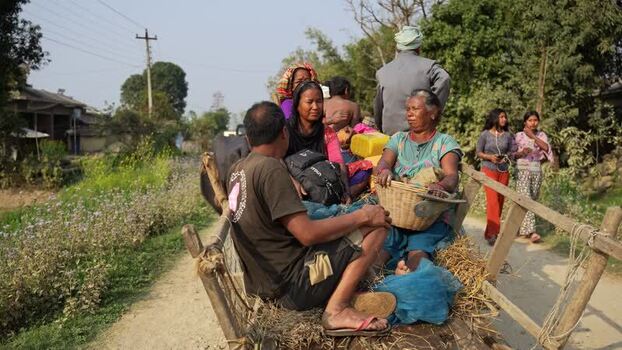 View of people on a traditional cart in Dhangadhi Nepal.