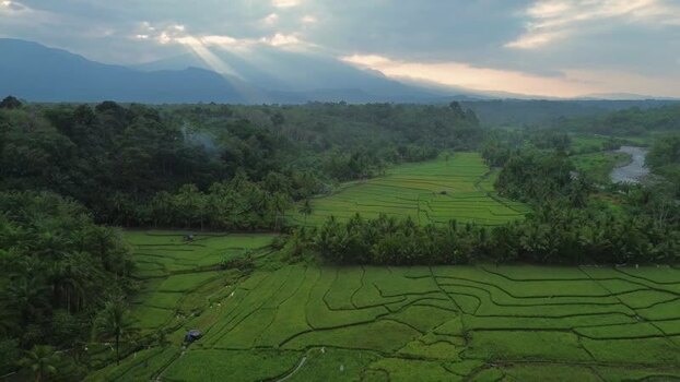 Aerial view of Taba Tembilang rice terraces in Indonesia. Aerial view of Taba Tembilang rice terraces in Indonesia.