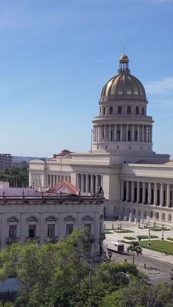 Aerial view of Havana Capitol in La Habana Cuba.