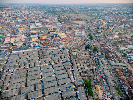 Aerial view of central market featuring dense rows of stalls and surrounding urban architecture Kaduna Kaduna Nigeria. Aerial view of central market featuring dense rows of stalls and surrounding urban architecture Kaduna Kaduna Nigeria.