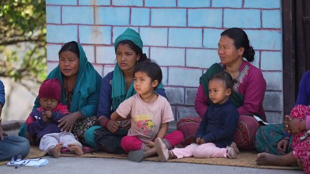 View of women and children sitting together in Surkhet Nepal.