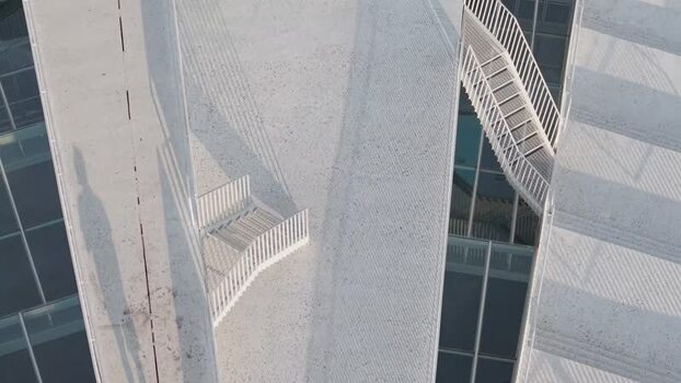 Aerial view of the Pyramid of Tirana modern architecture Albania.