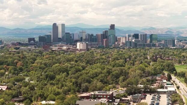 Aerial view of Denver skyline in Colorado United States.